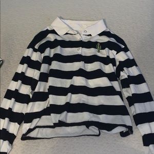 Navy blue stripped long sleeve crop top.